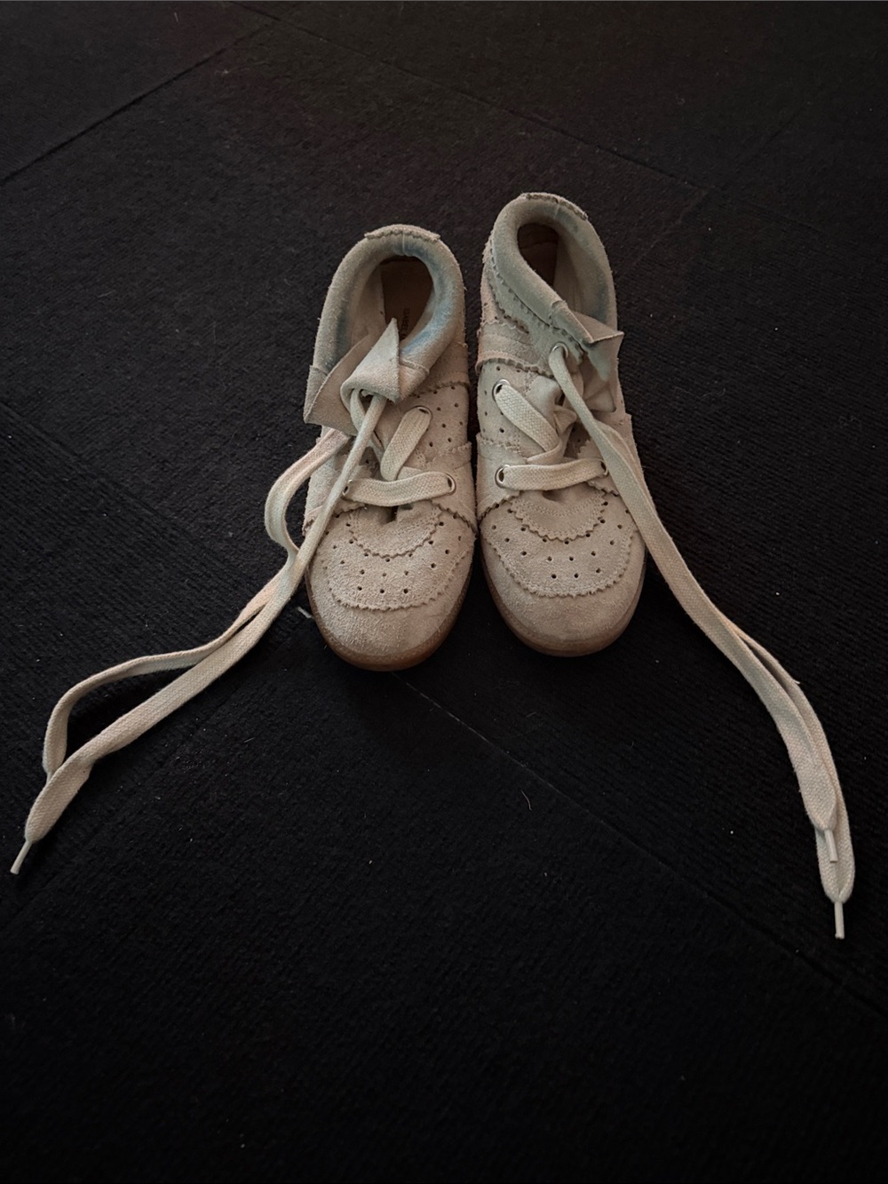 Isabel marant - wedge Neutral Beige Suede Lace-Up sneaker